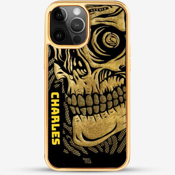 24k Gold Custom iPhone Case - Skull