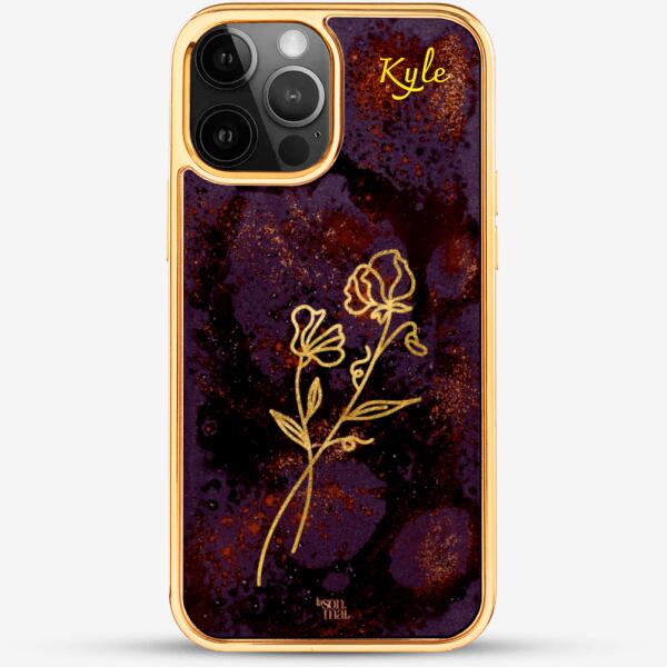 24k Gold Custom iPhone Case - November Flower