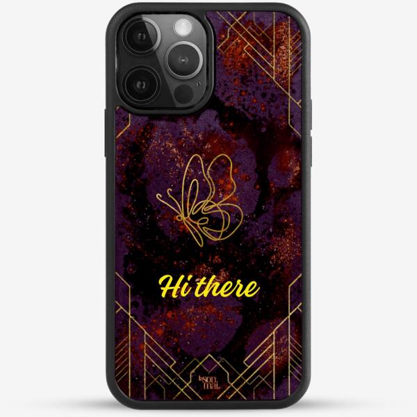 24k Gold Custom iPhone Case - Berry Sunset Butterfly