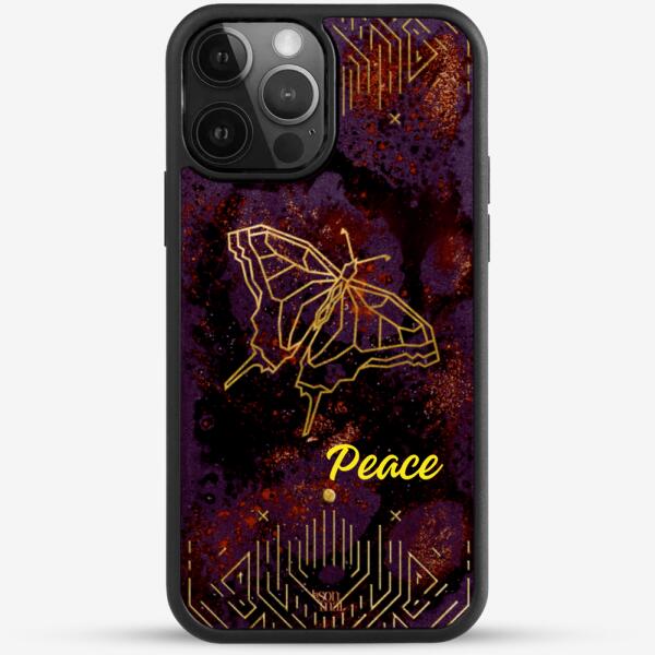 24k Gold Custom iPhone Case - Berry Sunset Butterfly