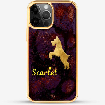 24k Gold Custom iPhone Case - Berry Sunset Dog