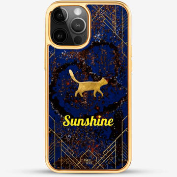 24k Gold Custom iPhone Case - Galaxy Cat