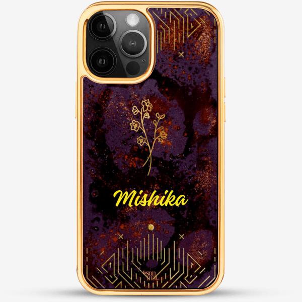 24k Gold Custom iPhone Case - July Flower