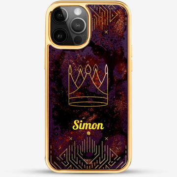 24k Gold Custom iPhone Case - Berry Sunset with Crown