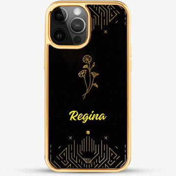 24k Gold Custom iPhone Case - September Flower