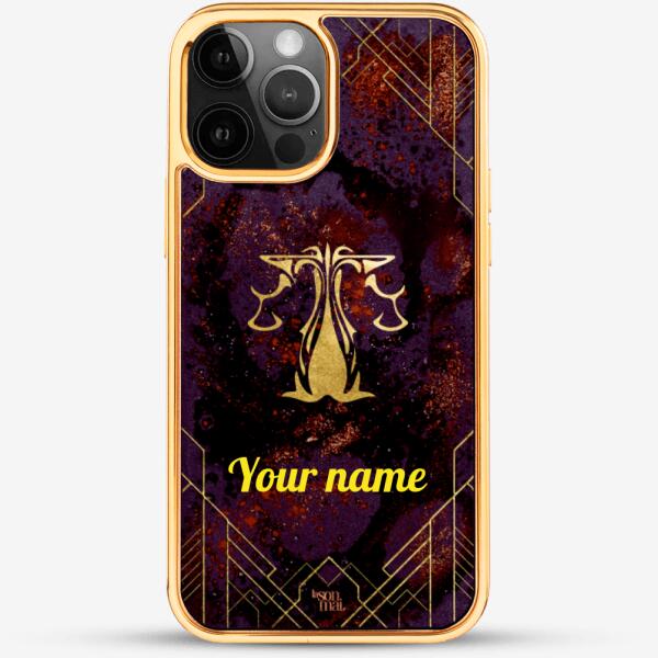 24k Gold Custom iPhone Case - Libra Zodiac Sign