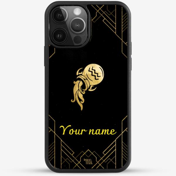 24k Gold Custom iPhone Case - Aquarius Zodiac Sign